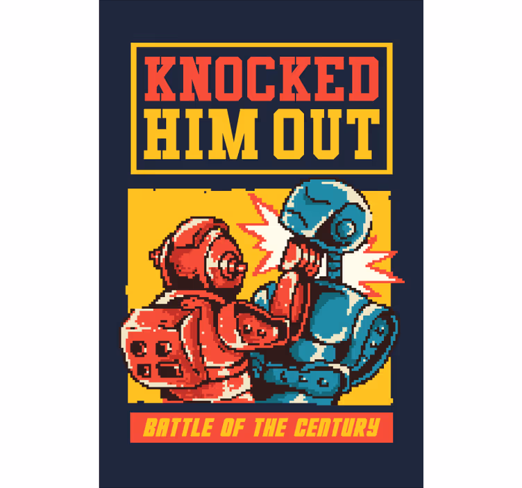 Toile fenêtre geek match de boxe robotique - TenStickers