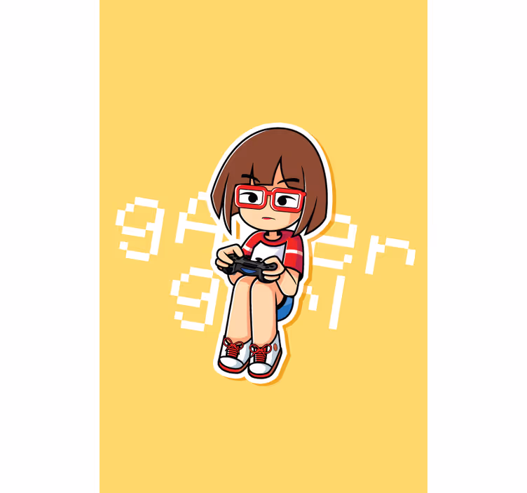 Toile fenêtre geek illustration de fille gameuse - TenStickers