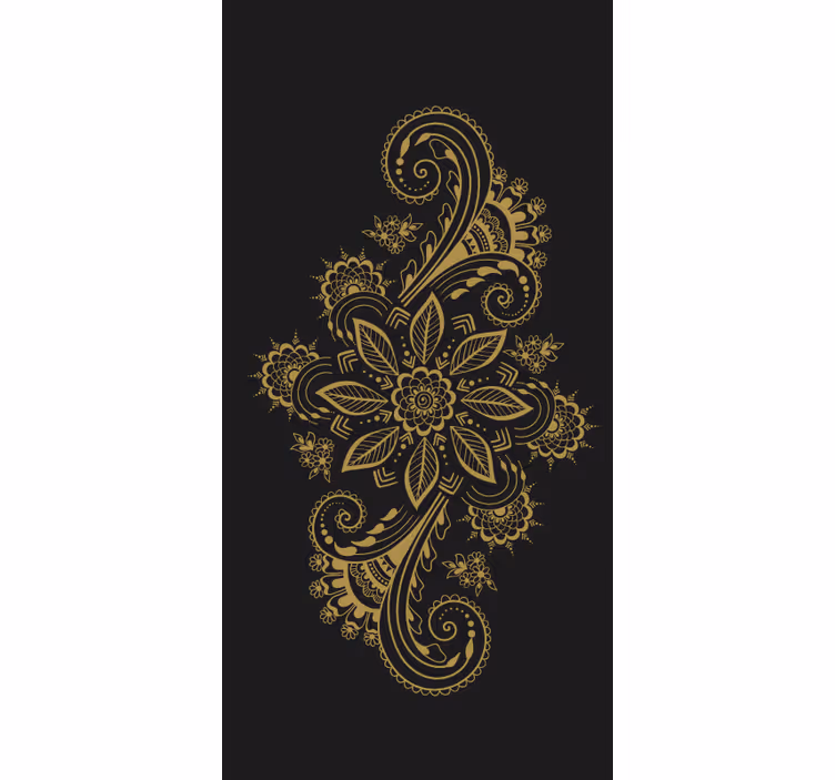 Toile fenêtre fleur fleurs dorées complexes - TenStickers