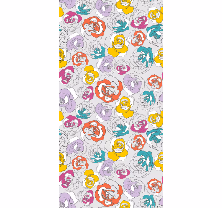 Toile fenêtre fleur motif de roses colorées - TenStickers