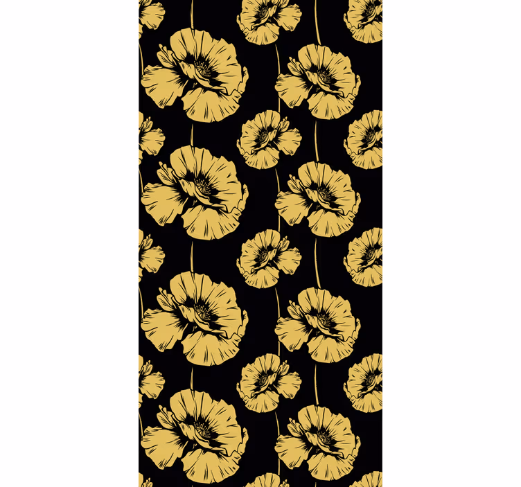Toile fenêtre fleur design jaune et noir - TenStickers