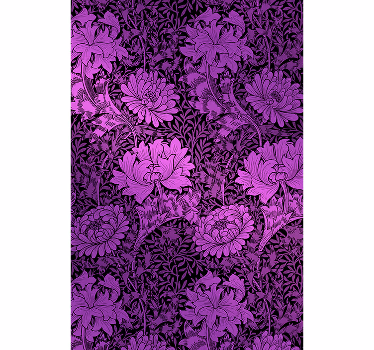 Toile fenêtre fleur motif botanique violet - TenStickers