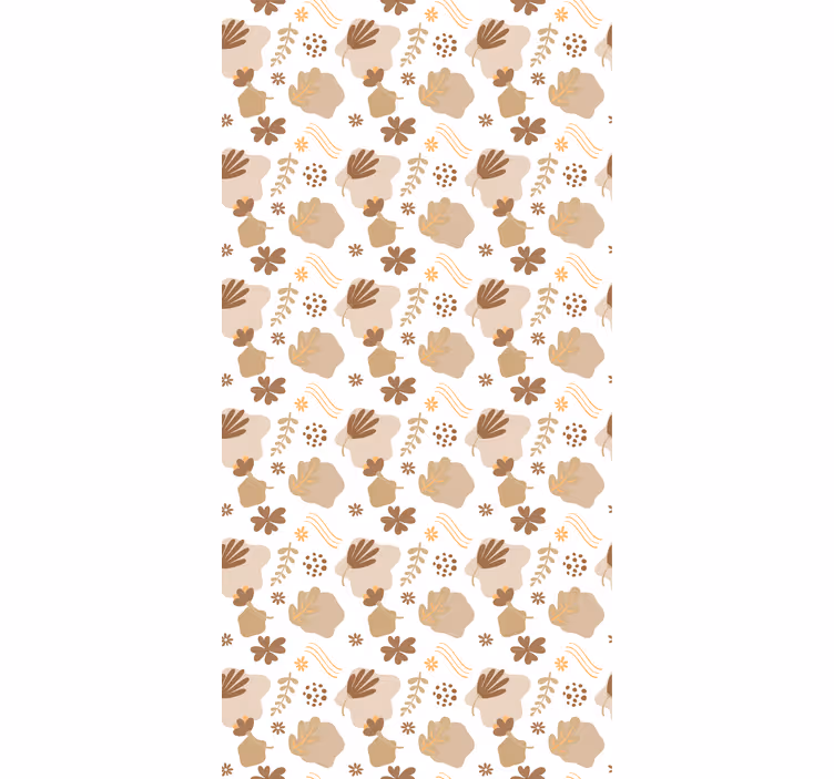 Toile fenêtre fleurs et plantes motif beige organique - TenStickers