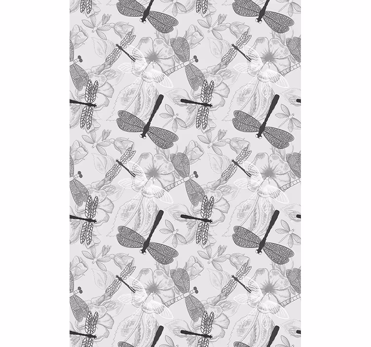 Toile fenêtre fleurs et plantes libellules et fleurs - TenStickers