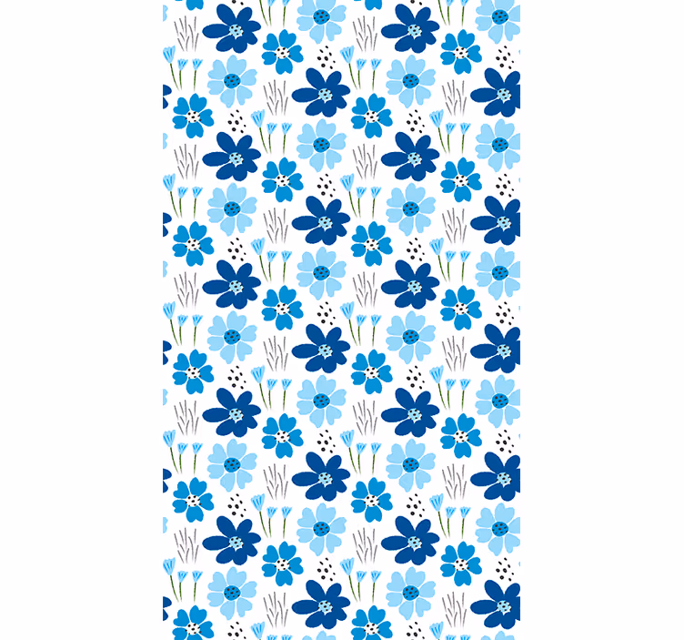 Toile fenêtre fleurs et plantes motif bleu simple - TenStickers