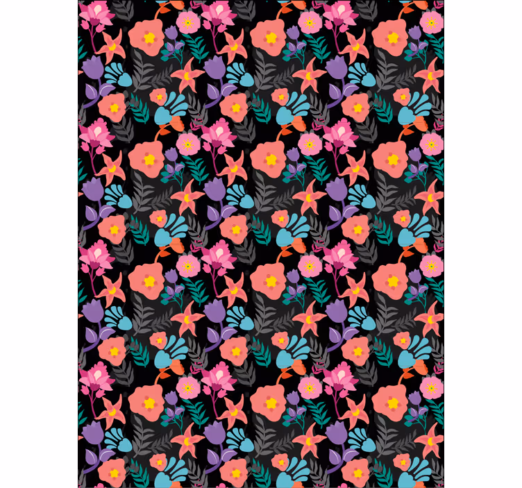 Toile fenêtre fleurs et plantes motif floral coloré - TenStickers