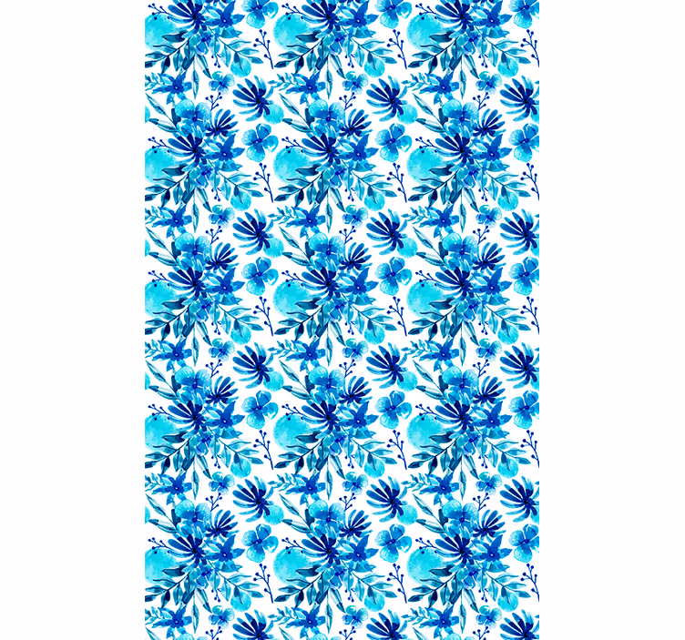 Toile fenêtre fleurs et plantes thème bleu vif - TenStickers
