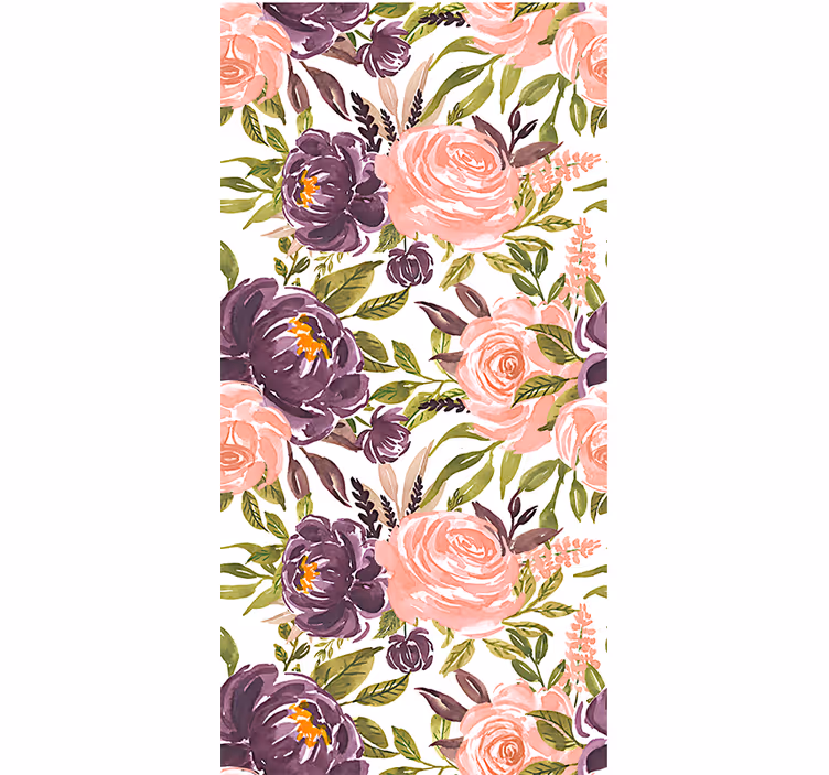 Toile fenêtre salon charmantes fleurs d'aquarelle - TenStickers