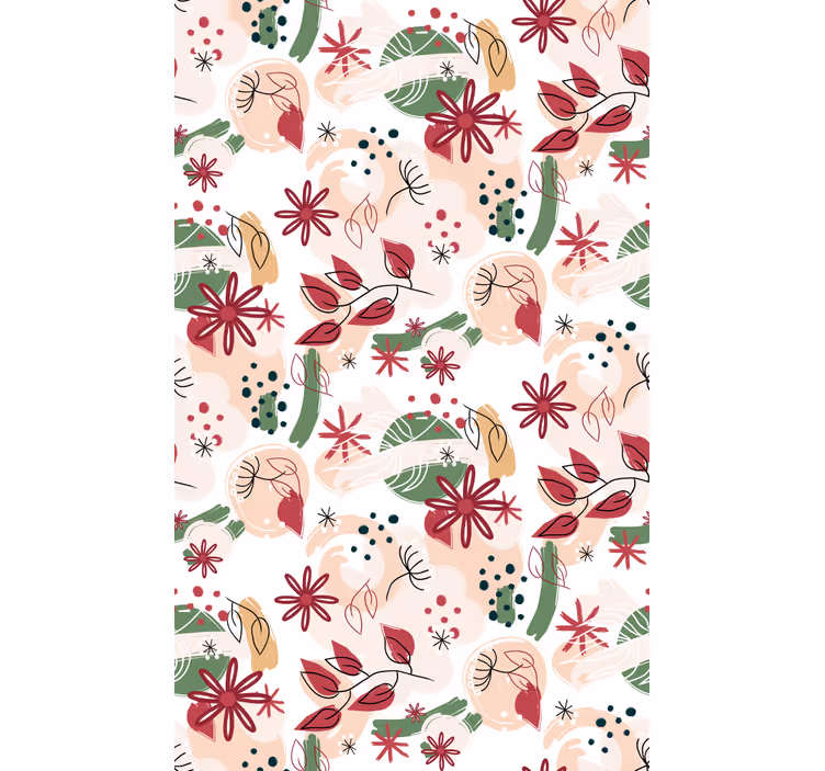Toile fenêtre fleurs et plantes motif floral abstrait - TenStickers