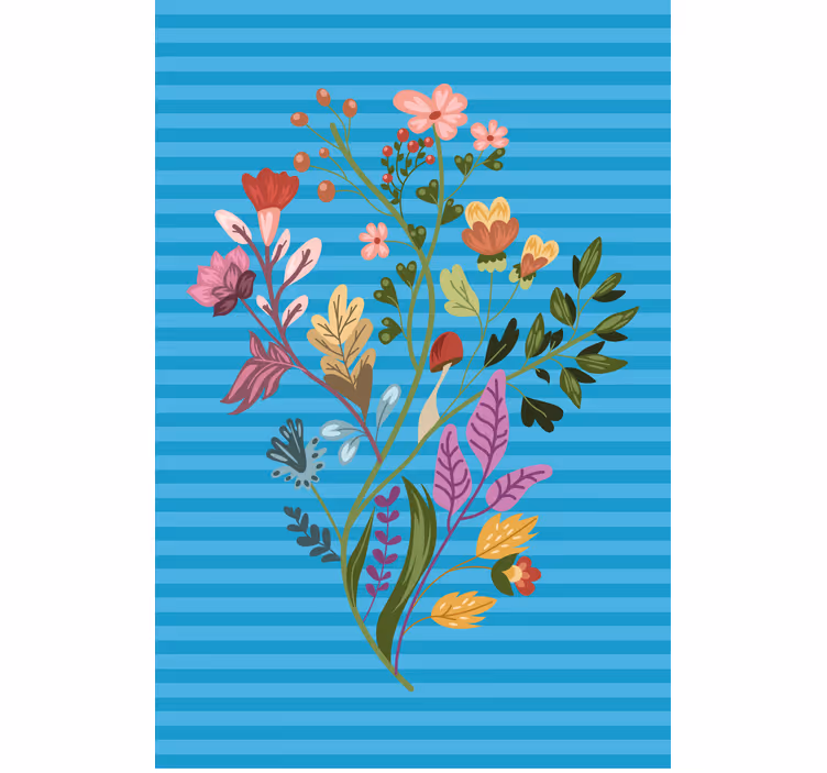 Stores fleurs Bouquet de fleurs sur bleu - TenStickers