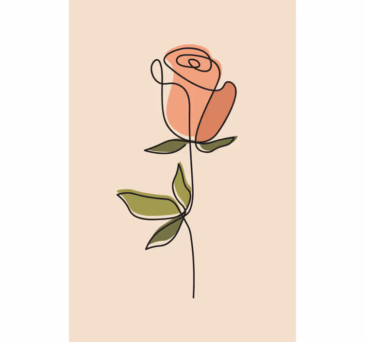 Toile fenêtre fleur contour de rose - TenStickers