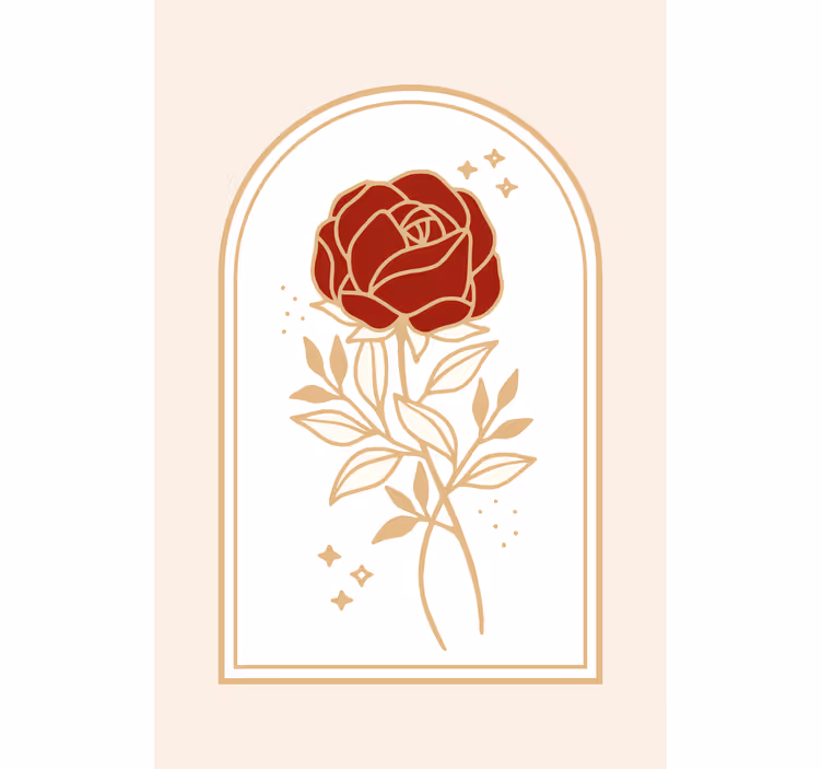 Toile fenêtre élégante rosace arquée beige - TenStickers