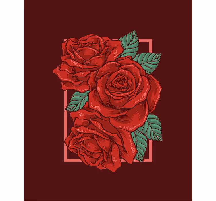 Toile fenêtre fleurs et plantes roses rouges élégantes - TenStickers