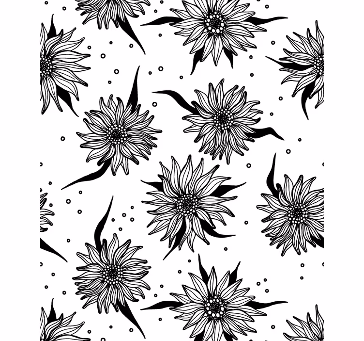 Toile fenêtre fleur tournesols noirs et blancs - TenStickers