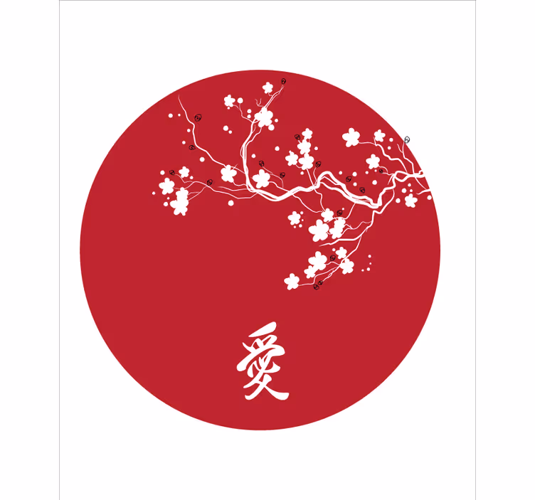 Toile fenêtre fleur cercle de cerisier japonais - TenStickers