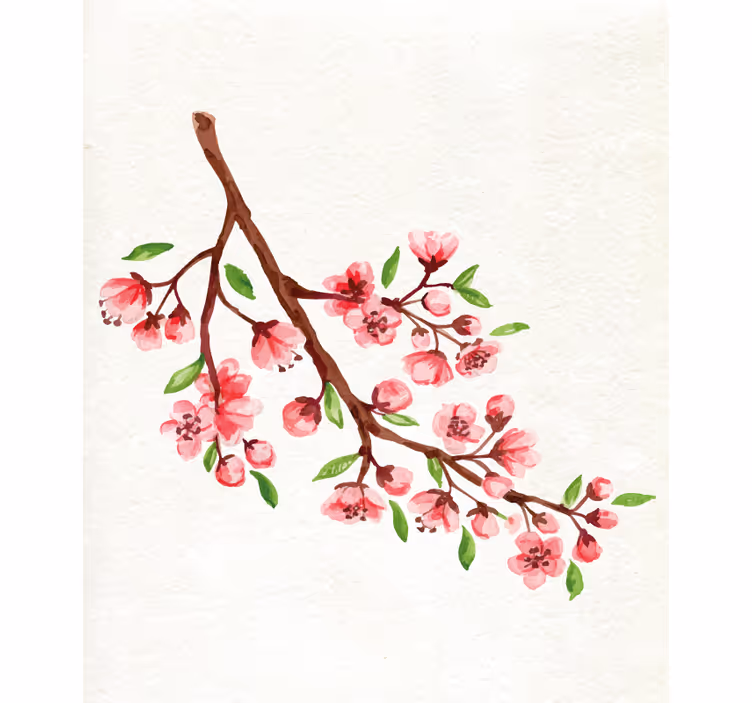 Toile fenêtre fleurs et plantes fleuraison de cerisier - TenStickers