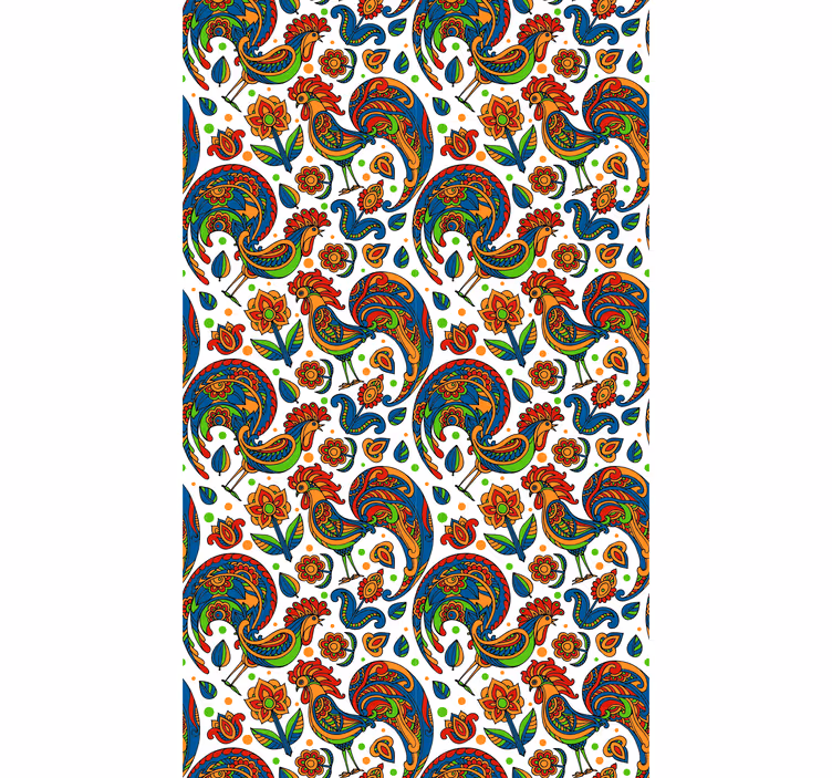 Toile fenêtre animal coqs colorés - TenStickers