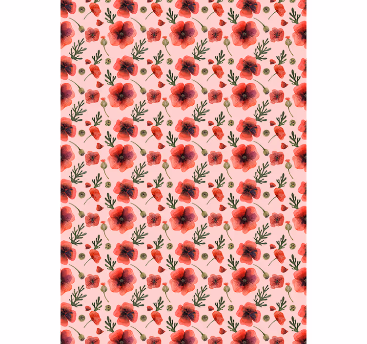 Toile fenêtre fleurs et plantes motif floral de coquelicot - TenStickers