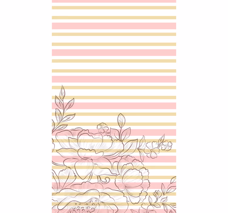 Toile fenêtre fleurs et plantes rayures florales pâles - TenStickers