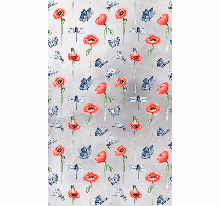 Toile fenêtre fleurs et plantes chiots et insectes - TenStickers