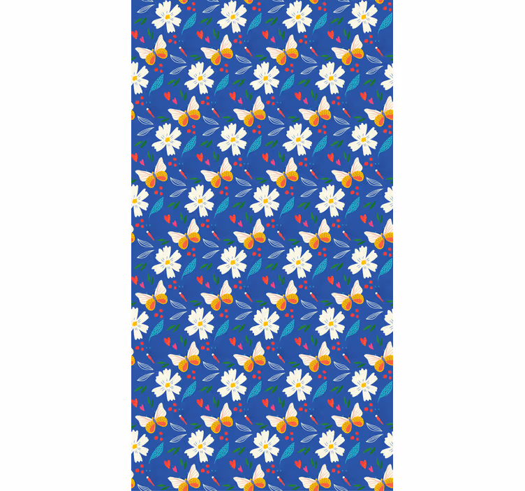 Toile fenêtre fleurs et plantes marguerites et papillons - TenStickers