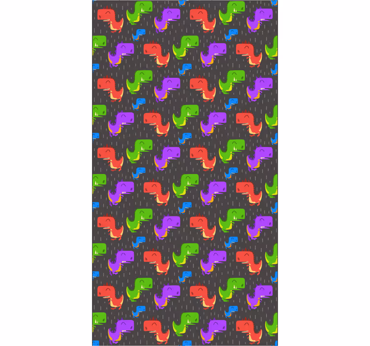 Toile fenêtre dinosaures motifs noirs colorés - TenStickers
