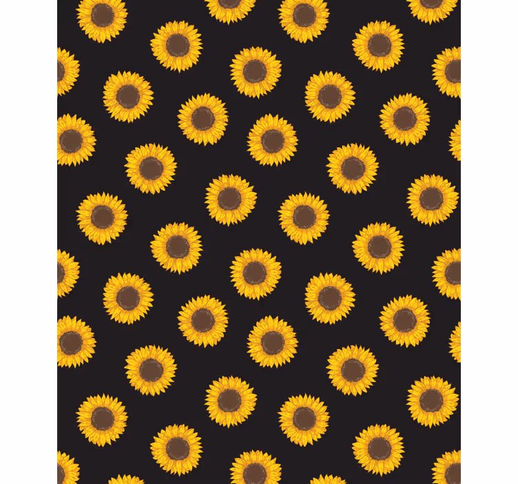 Toile fenêtre fleurs et plantes tournesols noirs et jaunes - TenStickers
