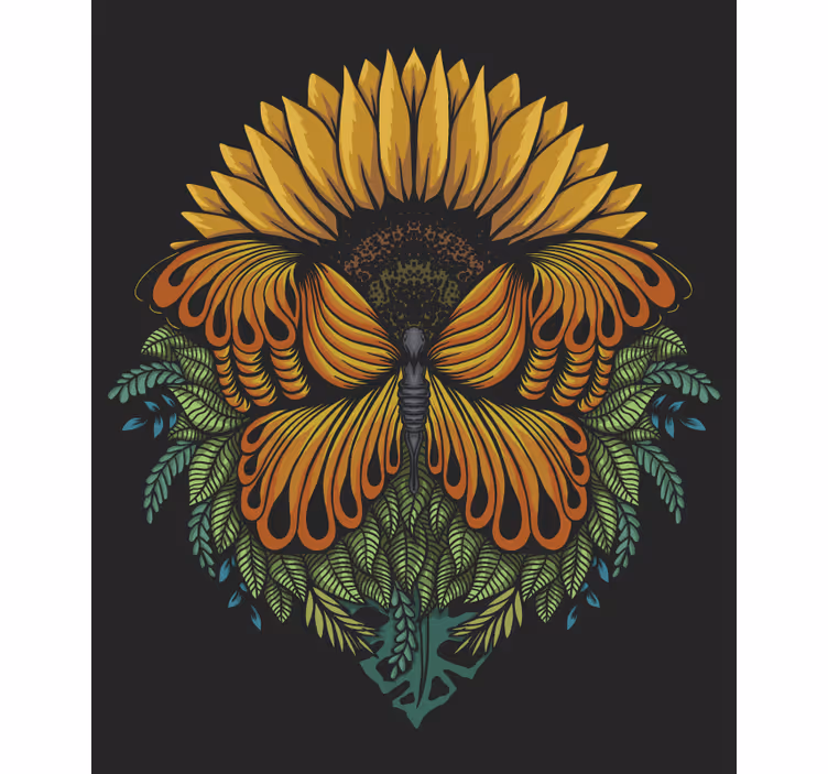 Stores fleurs Tournesol avec des papillons - TenStickers