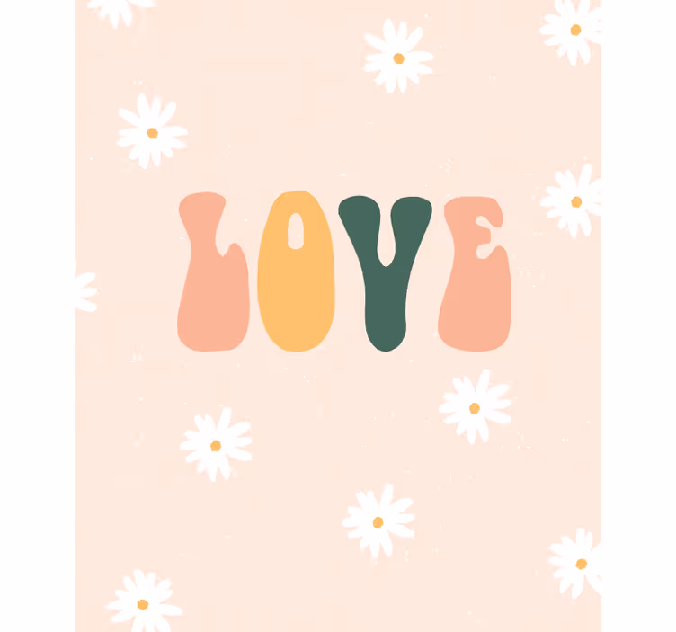 Toile fenêtre avec phrase motif floral d'amour - TenStickers