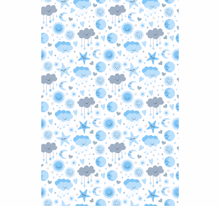 Toile fenêtre nuage motif étoilé bleu - TenStickers