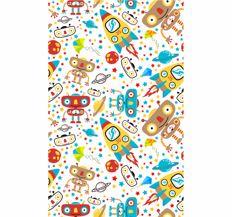 Toile fenêtre chambre enfant aventure des robots fusées - TenStickers