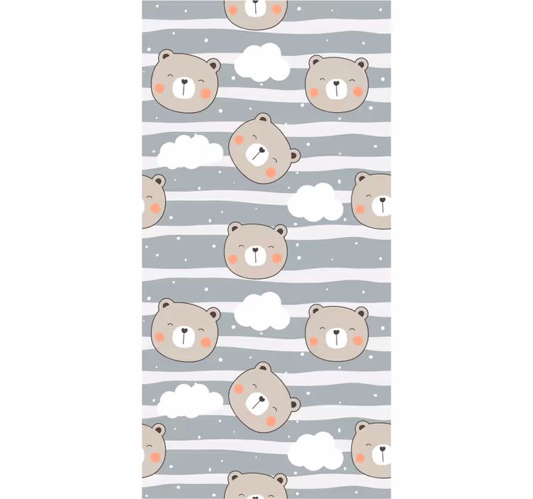 Toile fenêtre chambre bébé des visages d'ours mignons - TenStickers