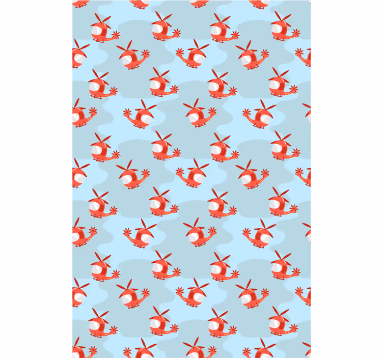 Toile fenêtre chambre enfant modèle d'hélicoptère rouge - TenStickers