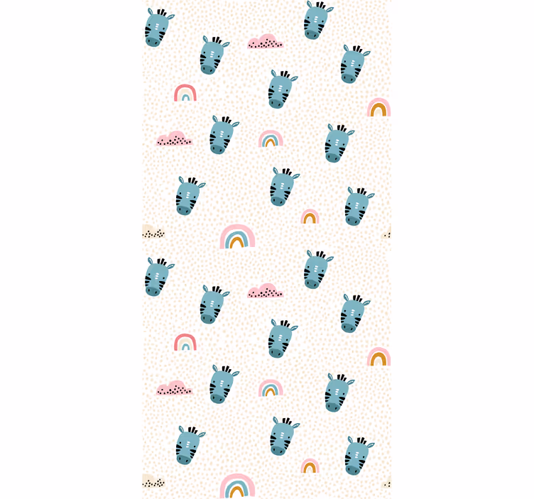 Toile fenêtre chambre enfant zèbres bleus et arcs-en-ciel - TenStickers