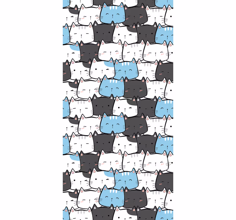 Toile fenêtre animaux visages de chat mignons - TenStickers