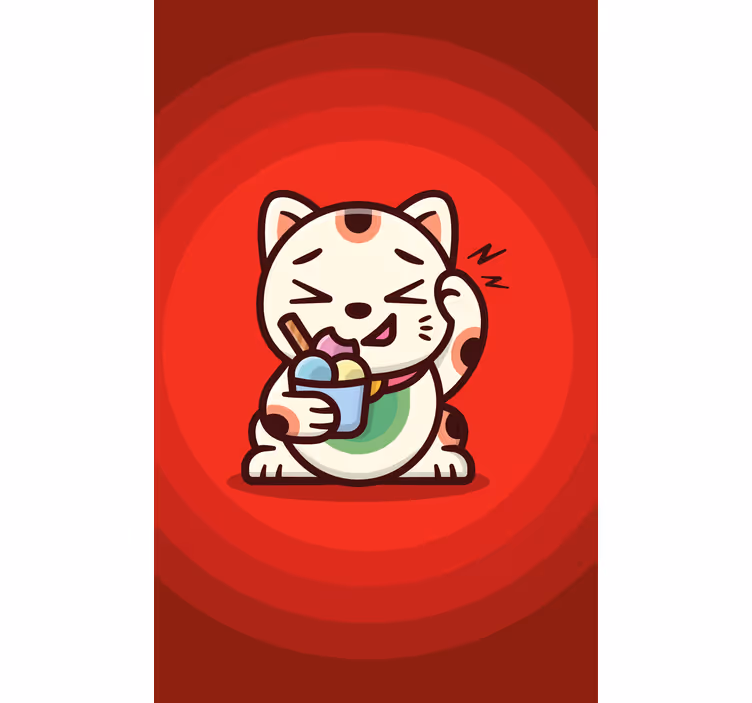 Toile fenêtre amusant chat appréciant les friandises - TenStickers