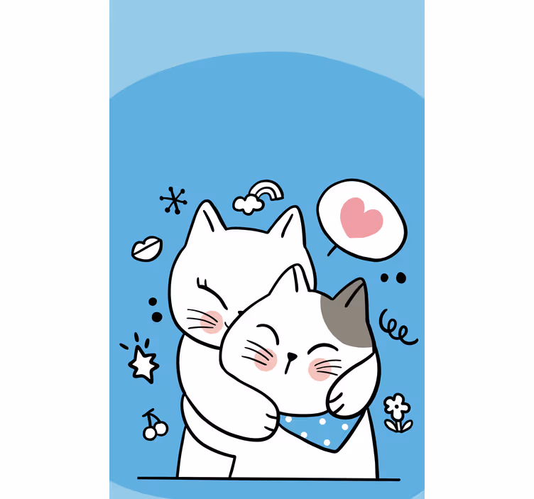 Toile fenêtre animaux câlin de chat mignon - TenStickers
