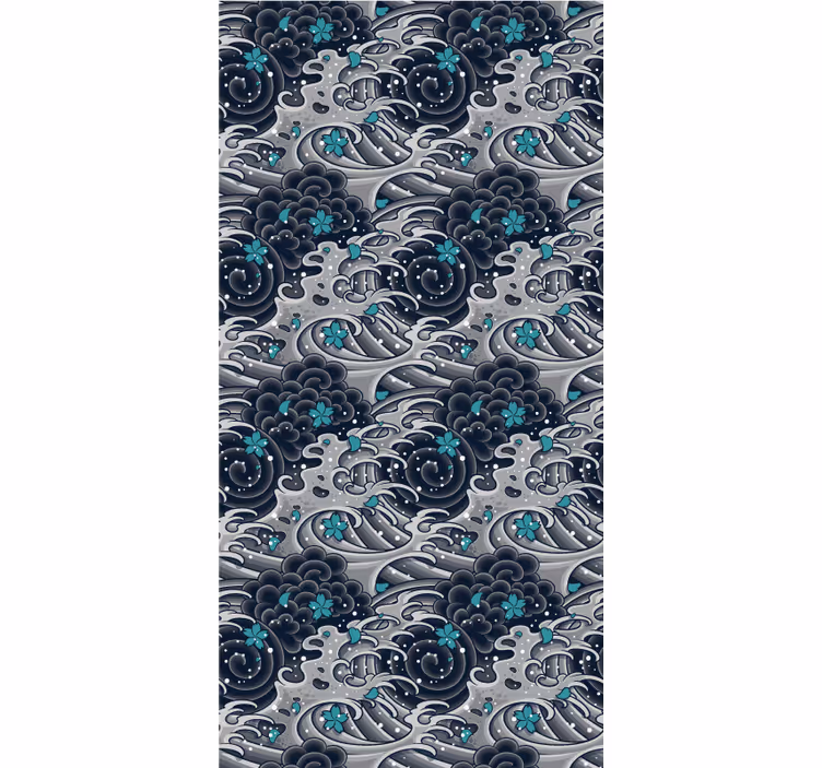 Toile fenêtre original vagues fleuries de l'océan - TenStickers