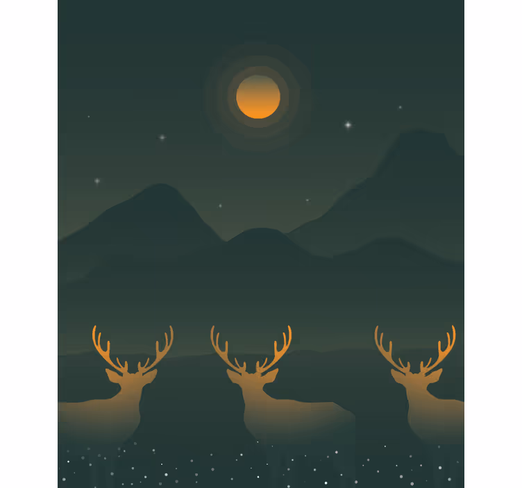 Toile fenêtre animal silhouettes de cerfs majestueuses - TenStickers