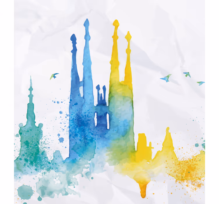 Toile fenêtre aquarelle sainte famille - TenStickers
