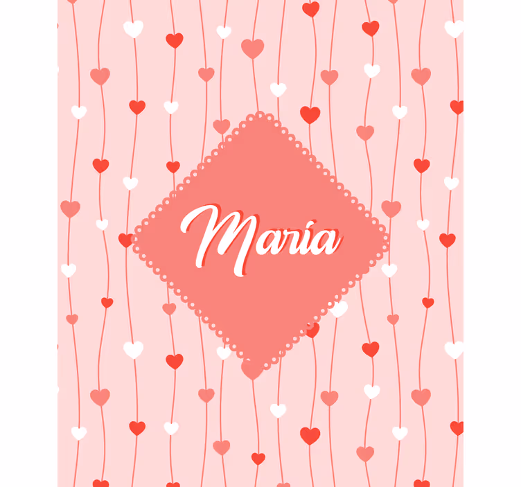 Toile fenêtre romantique coeurs d'amour avec nom - TenStickers