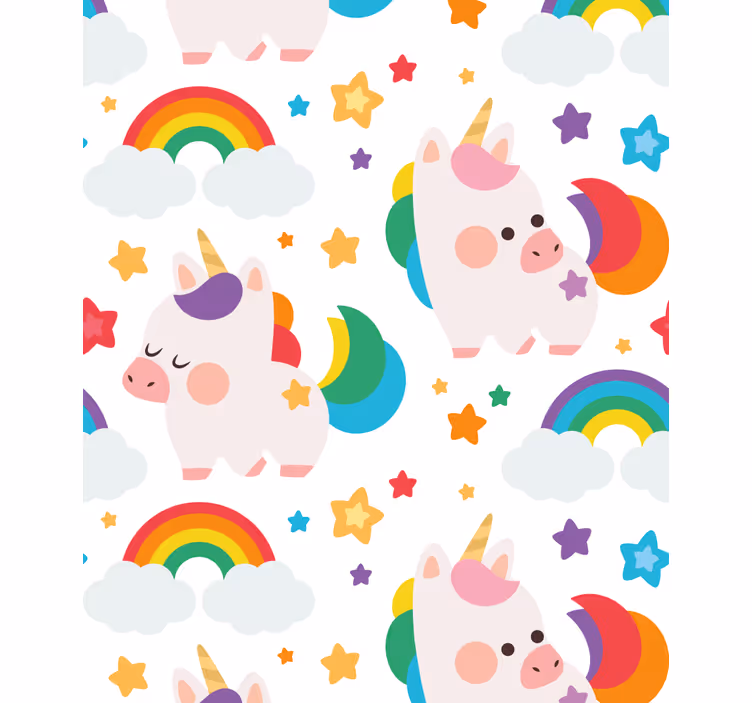Toile fenêtre de jolies licornes jouent - TenStickers
