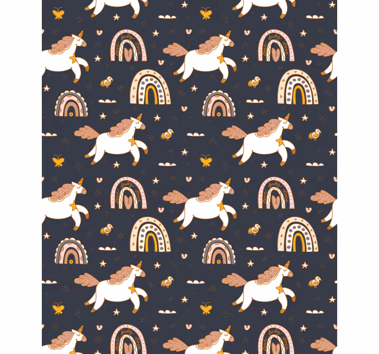 Toile fenêtre chambre enfant charmant motif de licorne - TenStickers