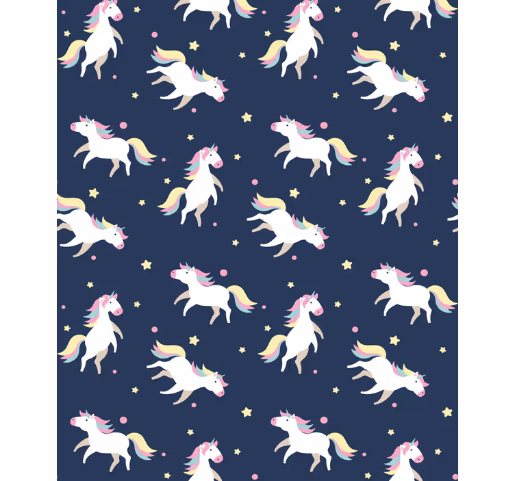 Toile fenêtre chambre enfant licornes magiques qui courent - TenStickers