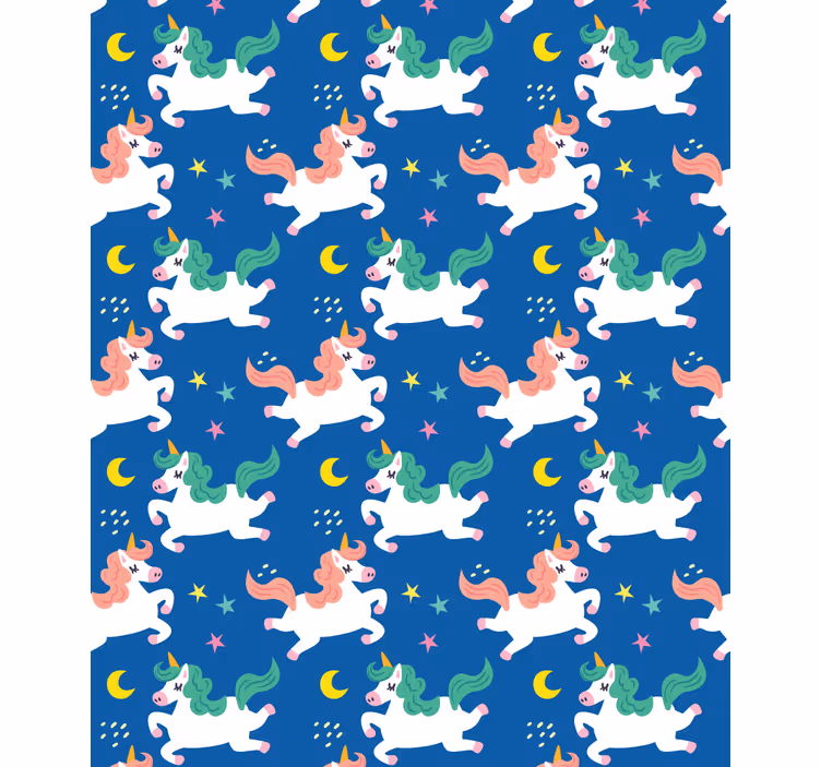 Toile fenêtre animaux licornes au clair de lune - TenStickers