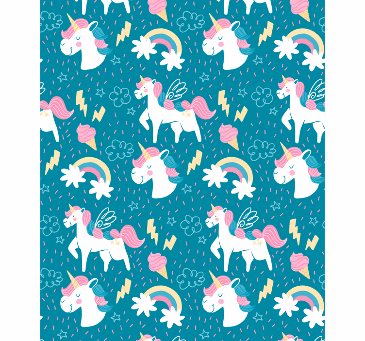 Toile fenêtre chambre enfant motif licorne bleu - TenStickers