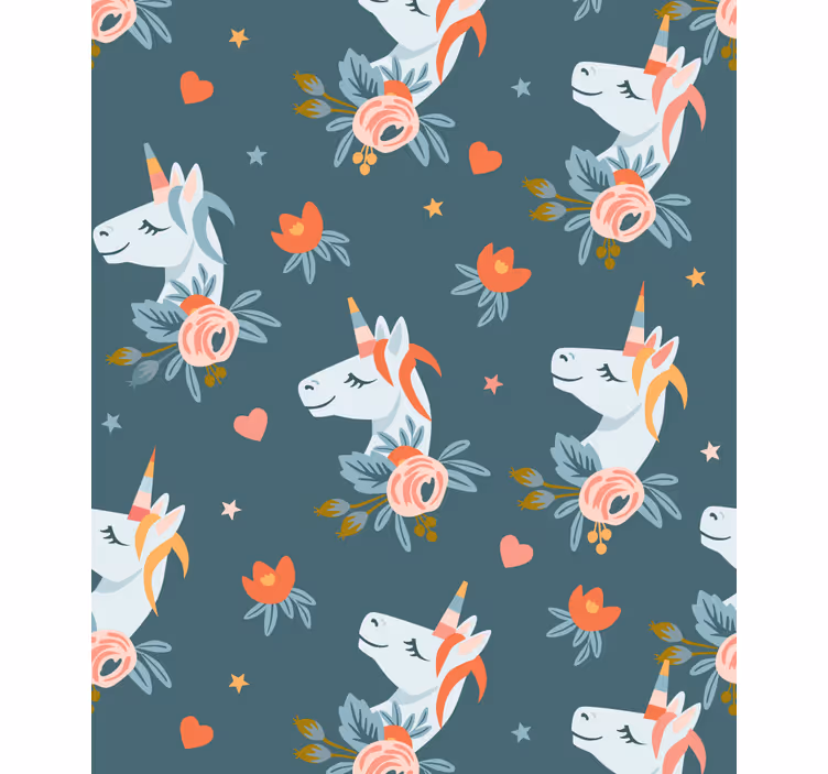 Toile fenêtre chambre enfant charmantes licornes bleues - TenStickers