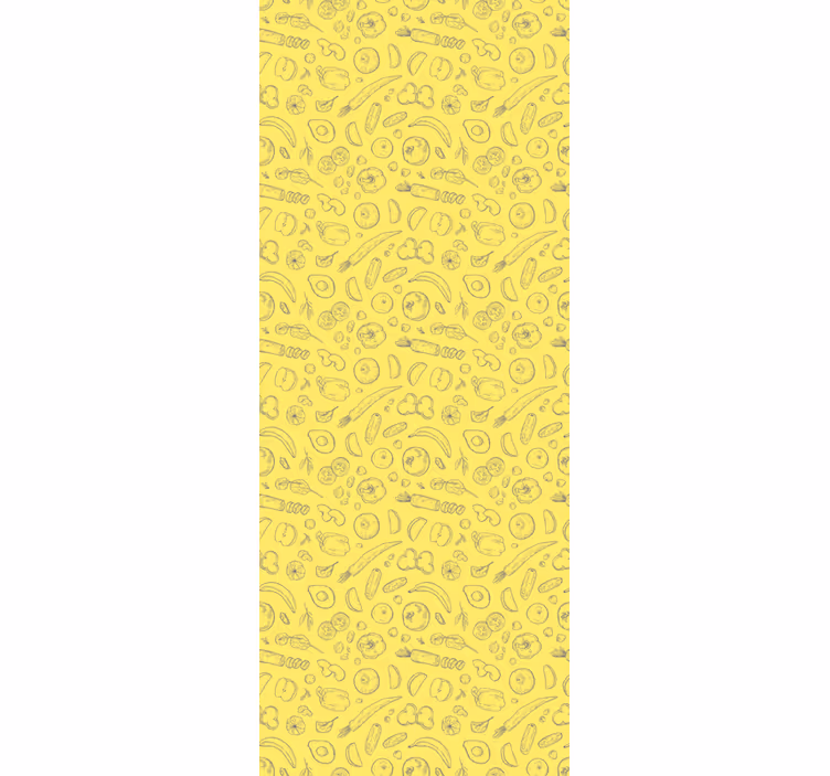 Toile fenêtre cuisine motif de fruits esquissé - TenStickers
