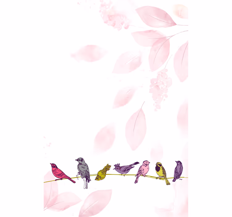 Toile fenêtre animal oiseaux sur une branche - TenStickers