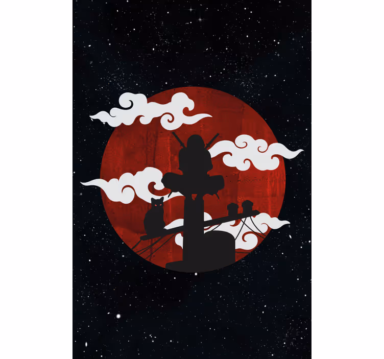 Toile fenêtre original scène de silhouette de samouraï - TenStickers